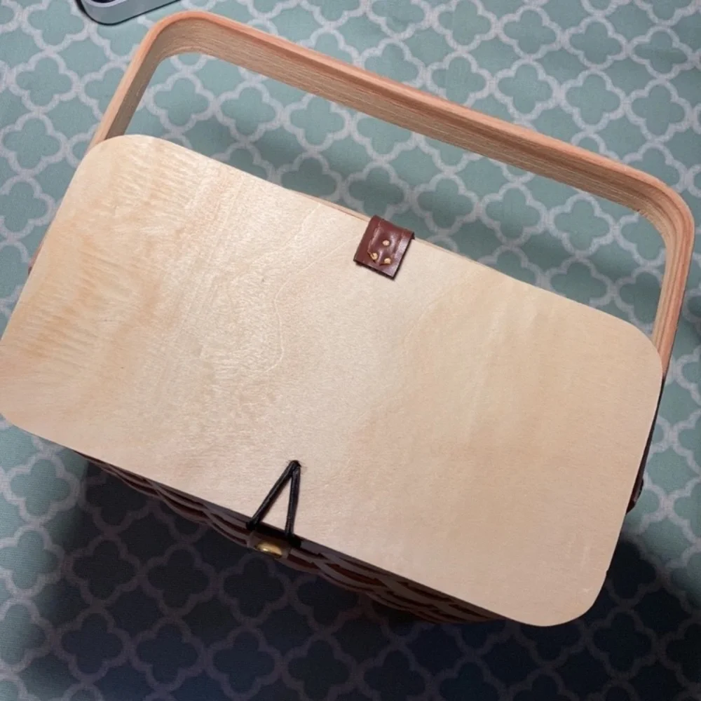 Woven Wooden Picnic Basket Small